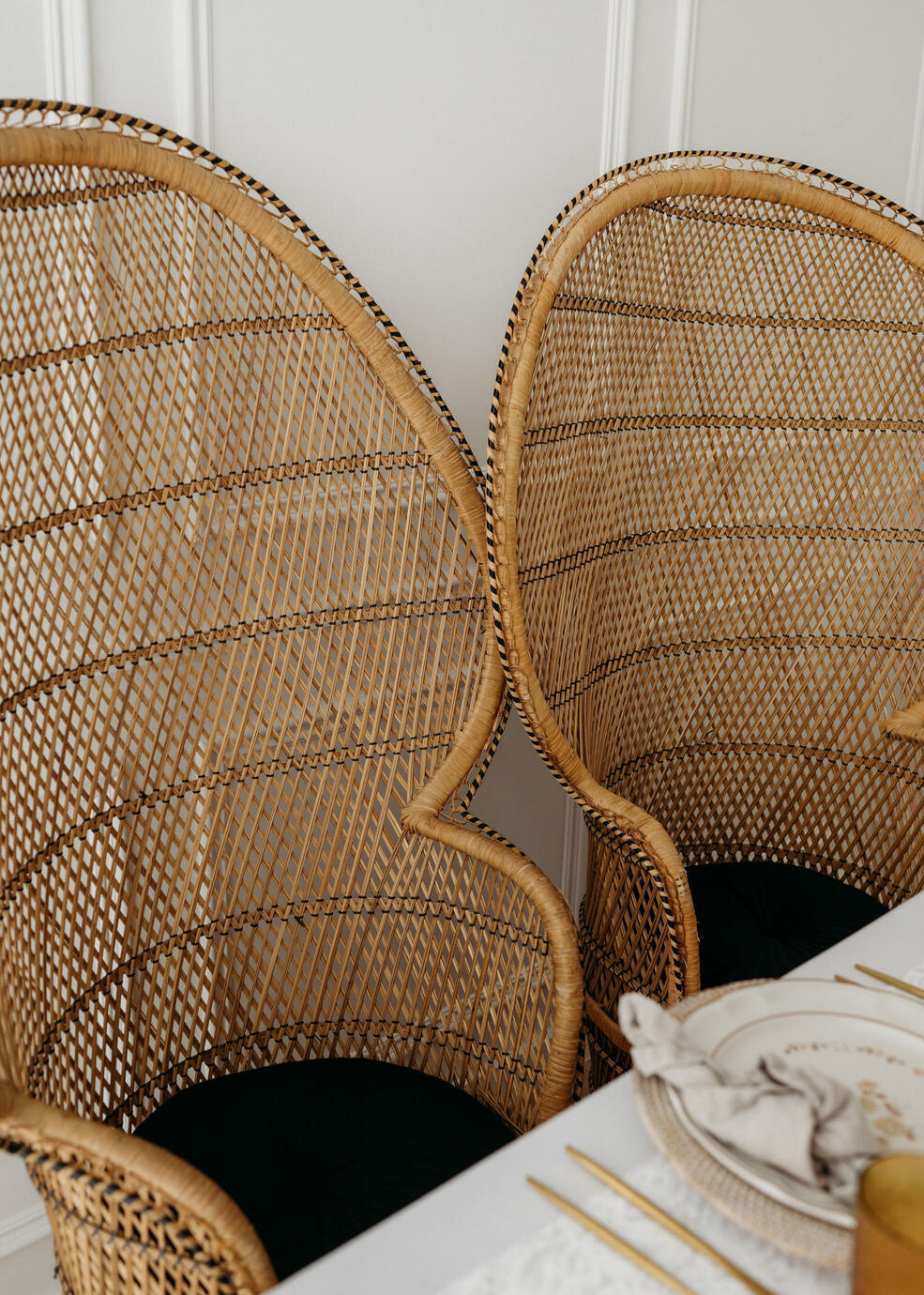 large vintage peacock chairs, $50 each