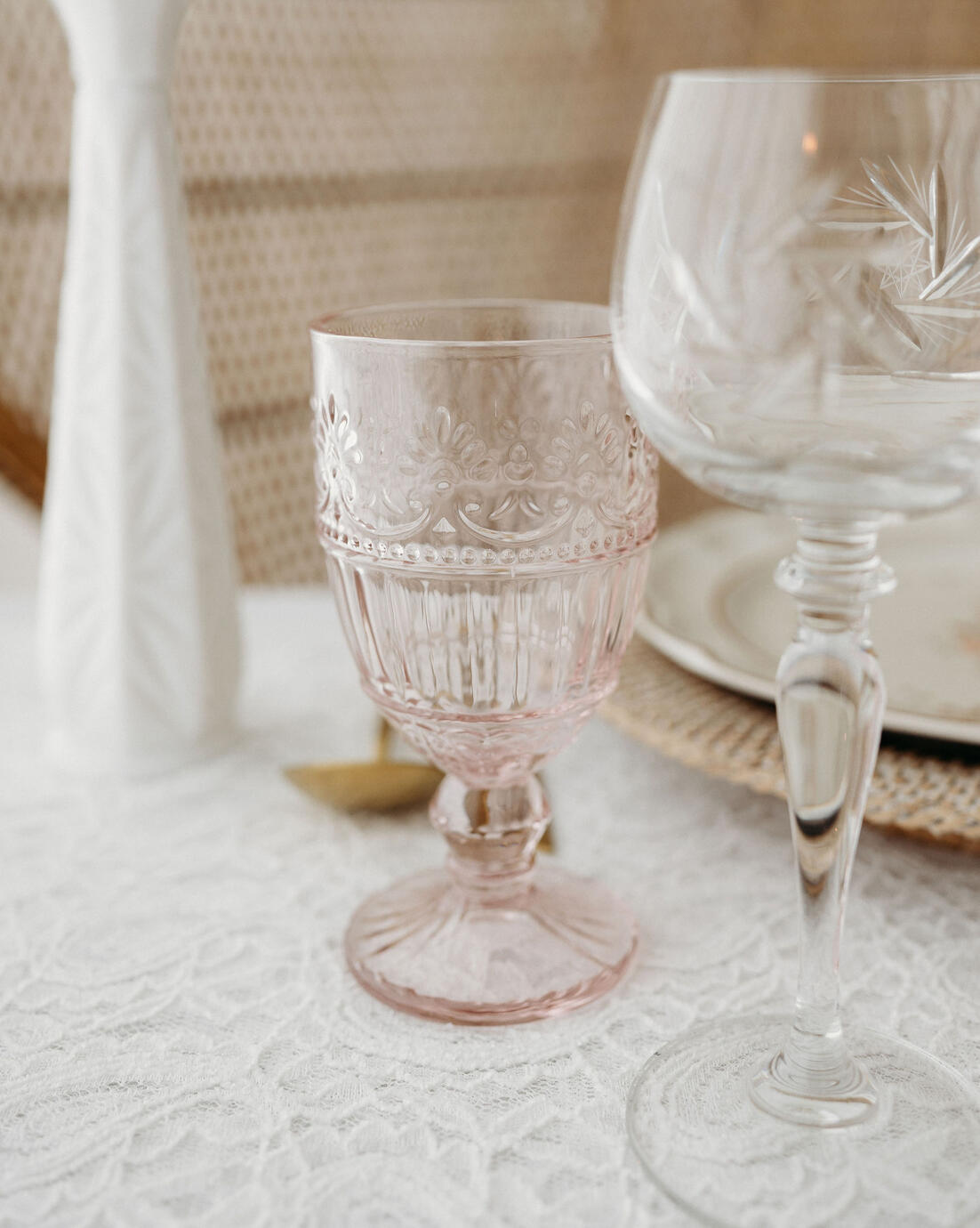 embossed pink goblets, $1.75 each