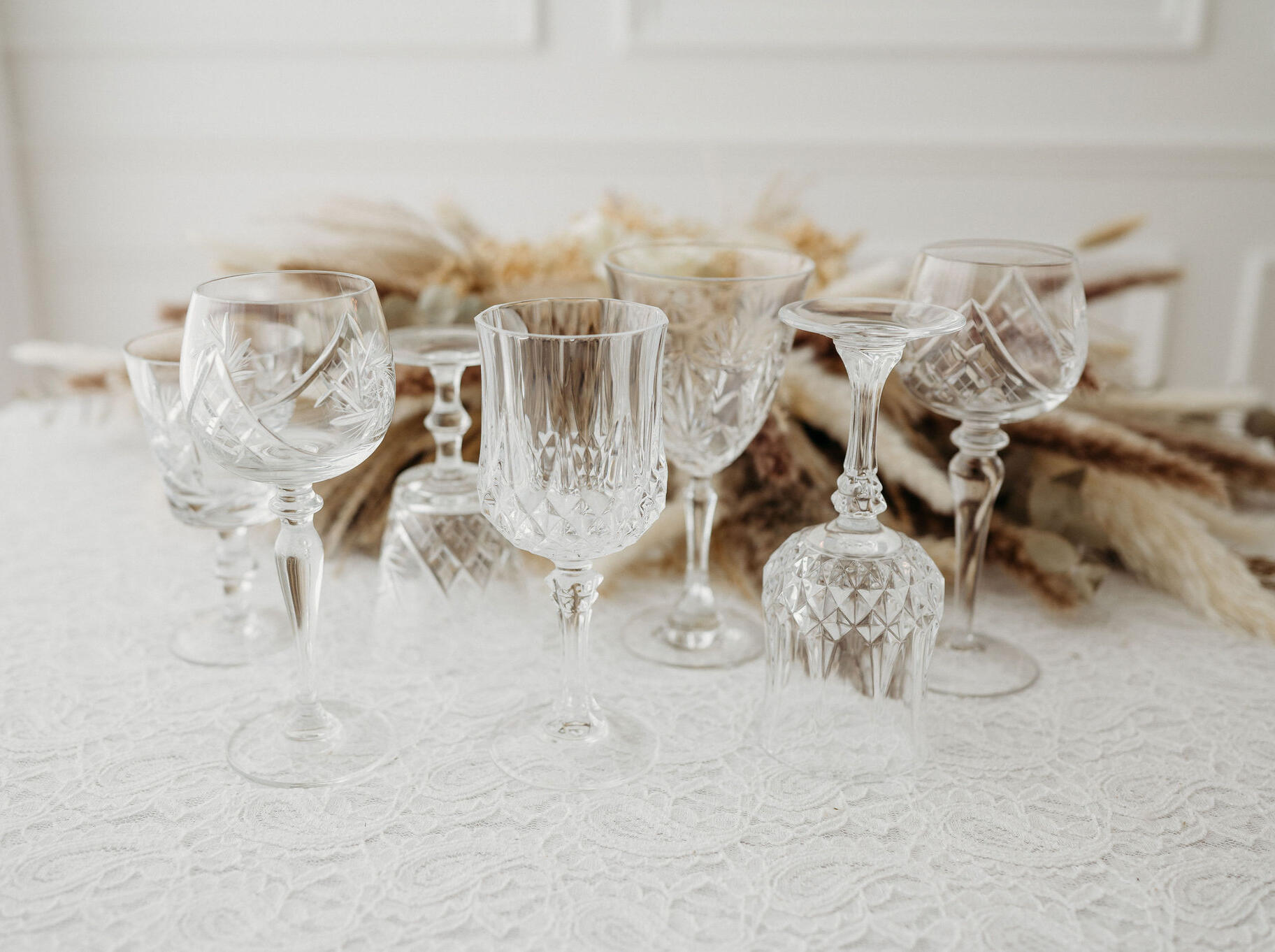 vintage crystal wine glasses, $2 each